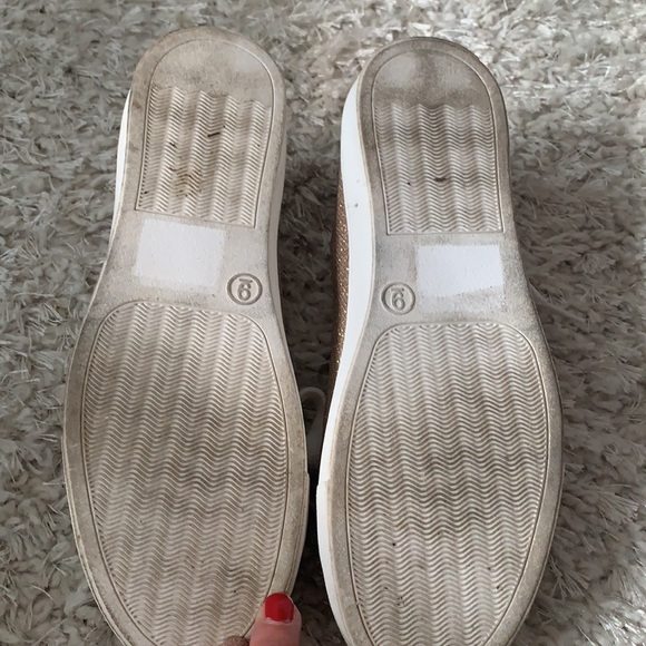 Express Gold Glitter Lace Up Sneakers Size 9 - Picture 7 of 8